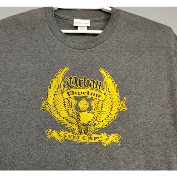 Urban Pipeline T-shirt Mens XL Gray Yellow Graphic Eagle Custom Choppers Tee - Picture 3 of 11